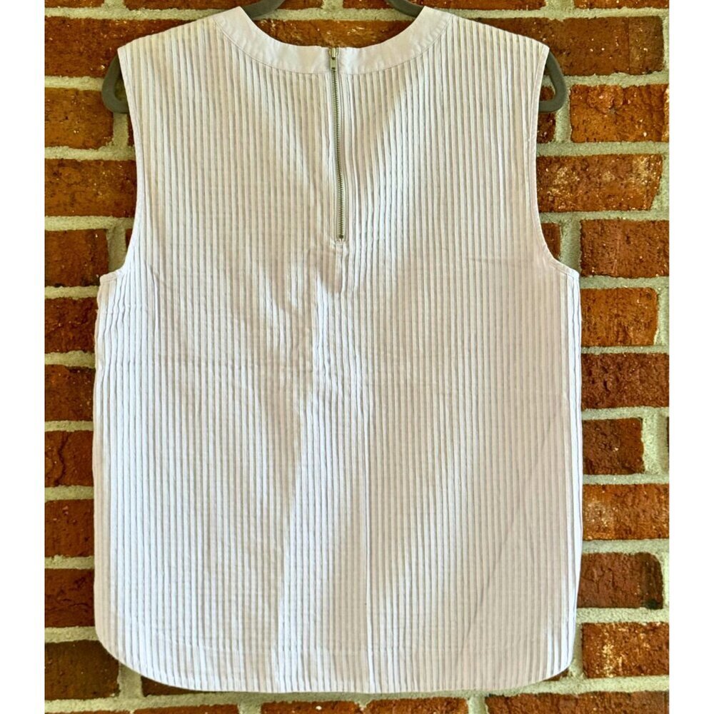 J.Crew White Sleeveless Textured Cotton Blouse Size 12 - Picture 6 of 7
